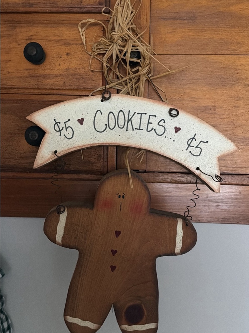 Handmade Gingerbread Cookie Sign - Brown and Cream